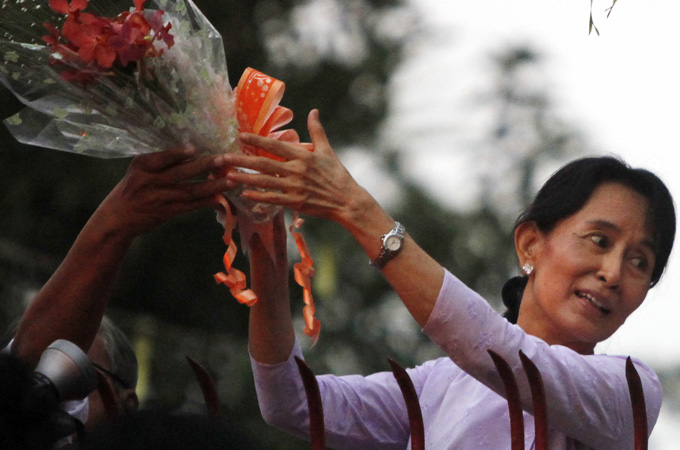 Aung San Suu Kyi is widely seen as the symbol of peaceful resistance in her 