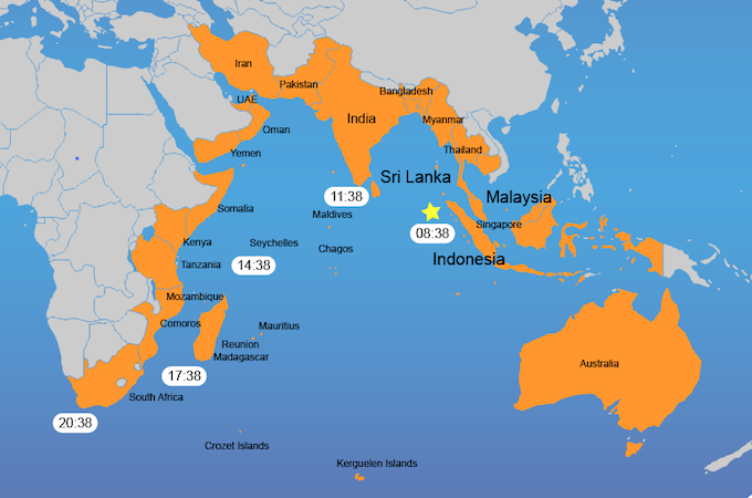 countries affected tsunami Asian