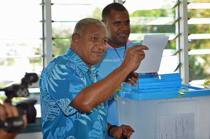 Former coup leader ahead in Fiji vote