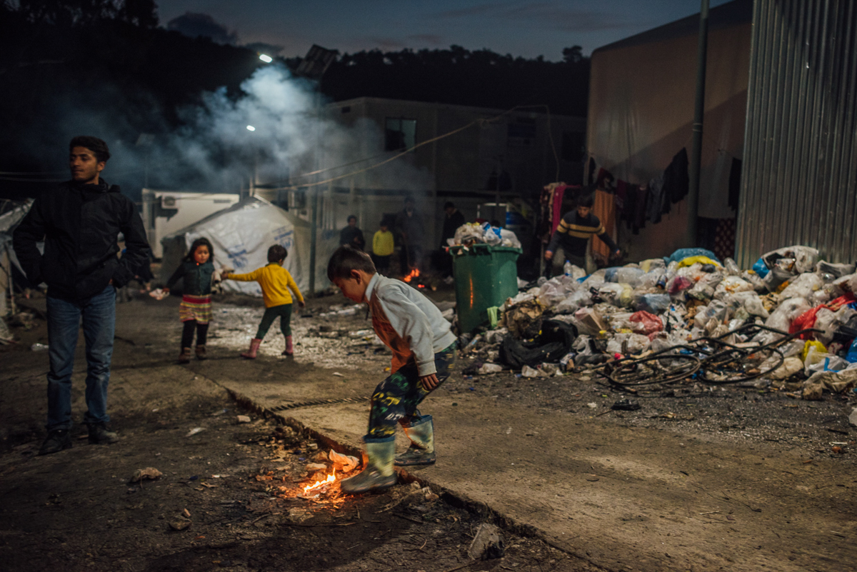 Some 350 unaccompanied minors and hundreds of children, women, elderly and disabled people live here. The so-called vulnerables still face delays of up to three months over their relocation to the mainland, which should take place sooner. [Kevin McElvaney/Al Jazeera]