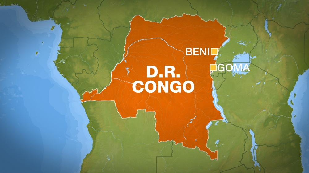 Political News: DR Congo map showing Beni and Goma