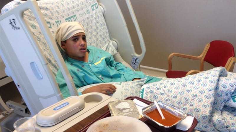 Manasrah, 13, was admitted to hospital after being struck by a car after he and his cousin allegedly stabbed two Israelis [Reuters/GOP]