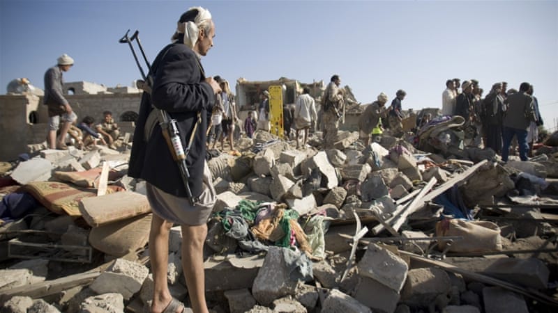 A Saudi-led coalition has launched air strikes on Yemen in an effort to stop the Houthis' advances [AP]