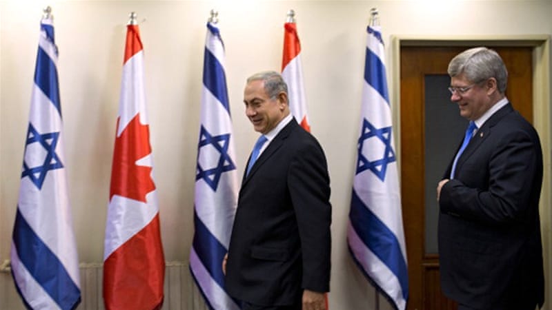 Israeli Prime Minister Benjamin Netanyahu and Canadian Prime Minister Stephen Harper in 2014 [Getty]