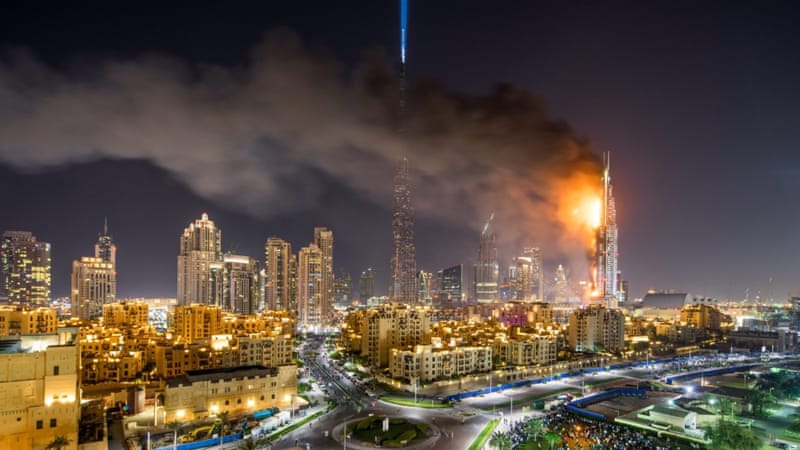 Reports said at least 16 people were hurt following the blaze in Dubai [EPA]