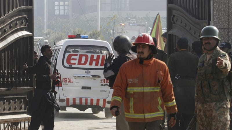 At least 25 ambulances were called to the university because to the attack [Reuters]
