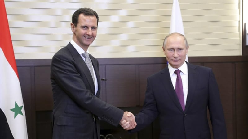 In November, Syrian President Bashar al-Assad thanked his Russian counterpart, Vladimir Putin, for 'saving' his country and for Russia's support in Syria [Reuters]