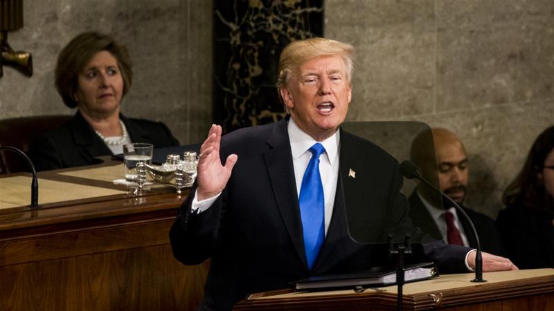 US President Donald Trump boasted about the economy, job growth and his 'America first' policy during his first State of the Union address [Anadolu]