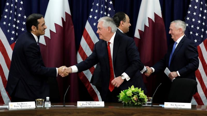 US and Qatari officials agreed to strengthen security cooperation [Yuri Gripas/Reuters]