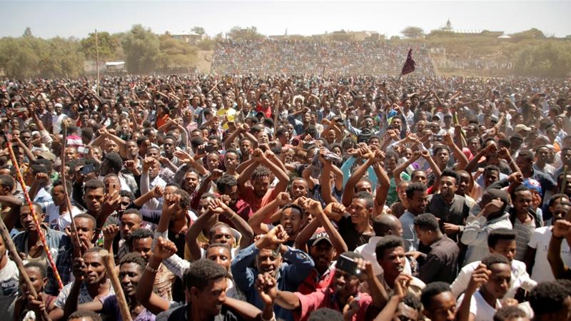 Analysts say mass protests in Ethiopia's Oromia region pushed Hailemariam to resign [Tiksa Negeri/Reuters]