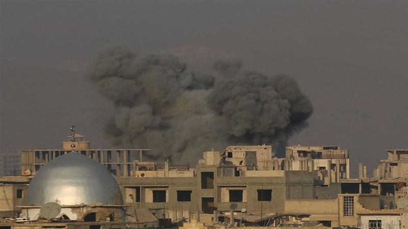 Air raids by Syrian government forces on the Damascus suburb is targeting civilians, the UN has said [Amar al-Bushy/Al Jazeera]