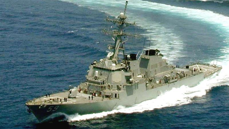 The Arleigh Burke-class destroyer USS Russell sailed through the Taiwan Strait on Thursday, according to the militaries of the United States and Taiwan [File:  US Navy/Benjamin J. Kuntz/Handout NN/SV via Reuters]