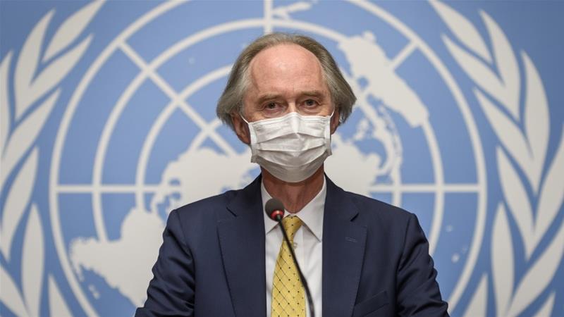 UN envoy Geir Pedersen has called the talks a prospective 'door-opener' to a final resolution of Syria's devastating nine-year civil war [Fabrice Coffrini/AFP]