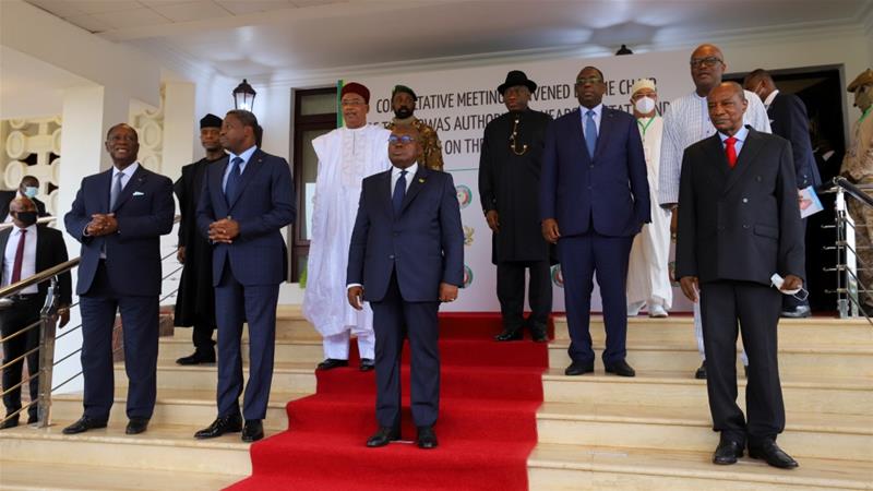 ECOWAS imposed economic sanctions after the coup, and said a new president should be appointed by Tuesday. [Francis Kokoroko/Reuters]