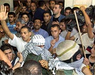 Palestinians protested forcefully against the premier on Thursday