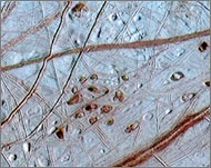 Surface of Jupiter's moon Europafrom images taken by Galileo 