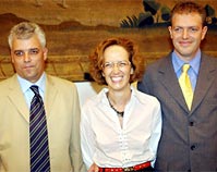 Astrid Bouteuil and brothers Dyrk (L) and David Hesshaimer