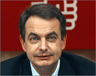 Jose Zapatero speaks during a press conference 