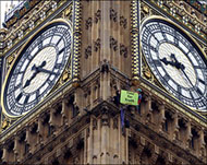 Two demonstrators climbed Big Ben to vent their outrage