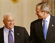 Ariel Sharon (L) has won strongbacking for his plan from Bush
