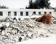 An elementary school destroyedin the occupied territories