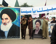 Sistani and al-Hakim posters were torn apart by al-Sadr followers 