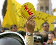 Protesters holding 'Enough' signs recently demonstrated in Cairo