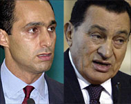 Opposition groups feared Jamal Mubarak (R) would inherit power