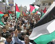 Demonstrators called for the release of Palestinian prisoners