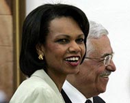 Rice met Palestinian leader Mahmoud Abbas on 18 June.