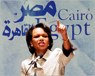 Following a speech at the AUC,Rice took questions