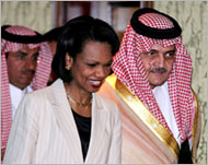 Rice toned down her criticism when she was in Saudi Arabia