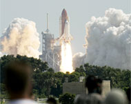 A small piece of foam broke off the shuttle during lift-off