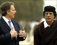 Blair visited Libya for talks with Moammar al-Qadhafi in 2004
