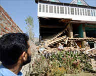 Homes in Sopore, about 60km from Srinagar, were damaged