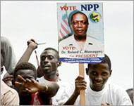 Supporters of Roland Massaquoi,New Patriotic Party's candidate
