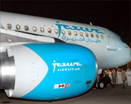 The first Airbus 320 of Jazeera Airways is seen on the tarmac