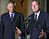 Chirac and de Villepin (L) have vowed to restore order
