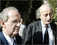 Car-bomb survivor Hamadeh (L)was an al-Hariri cabinet minister