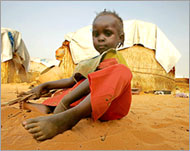 A girl plays in a camp for displacedpeople in western Darfur (file)