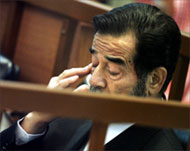 Saddam threatened to leave the court