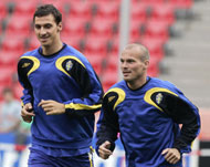 Sweden's Zlatan Ibrahimovic and Freddie Ljungberg