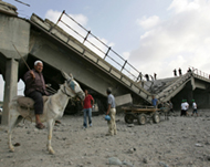 Israeli airstrikes destroyed bridges in the Gaza Strip 