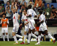 France celebrate after a Zidanegoal