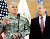 Rumsfeld [r] said reconciliation was essential for success in Iraq