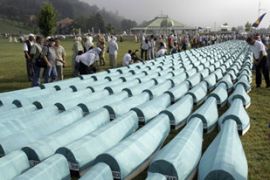 Coffins containing bodies of Srebrenica massacre victims