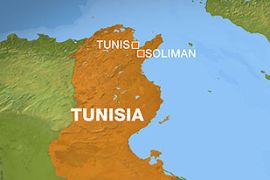 Tunisia map, Tunis and Soliman