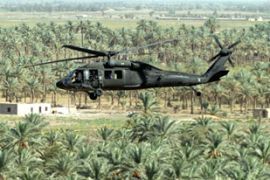 US Black HAwk helicopter over Najaf