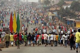 Protesters during strike in Guinea