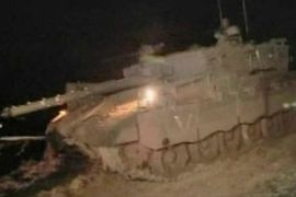 Al Jazeera screen grab Isralei tank Lebanon border